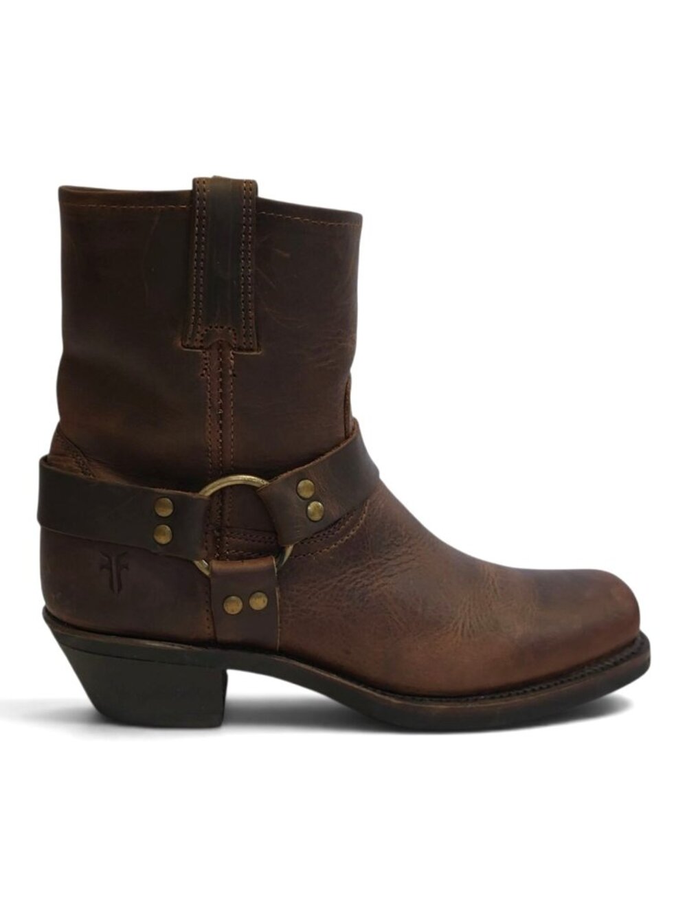 FRYE 8R Harness Short Boot Brown Oiled Leather Western Cowgirl Moto Engineer